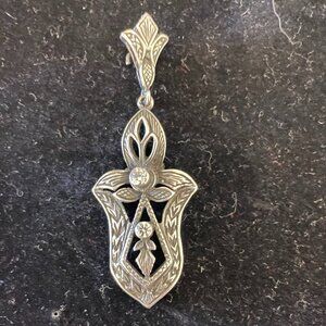 Antique silver and cz pendant